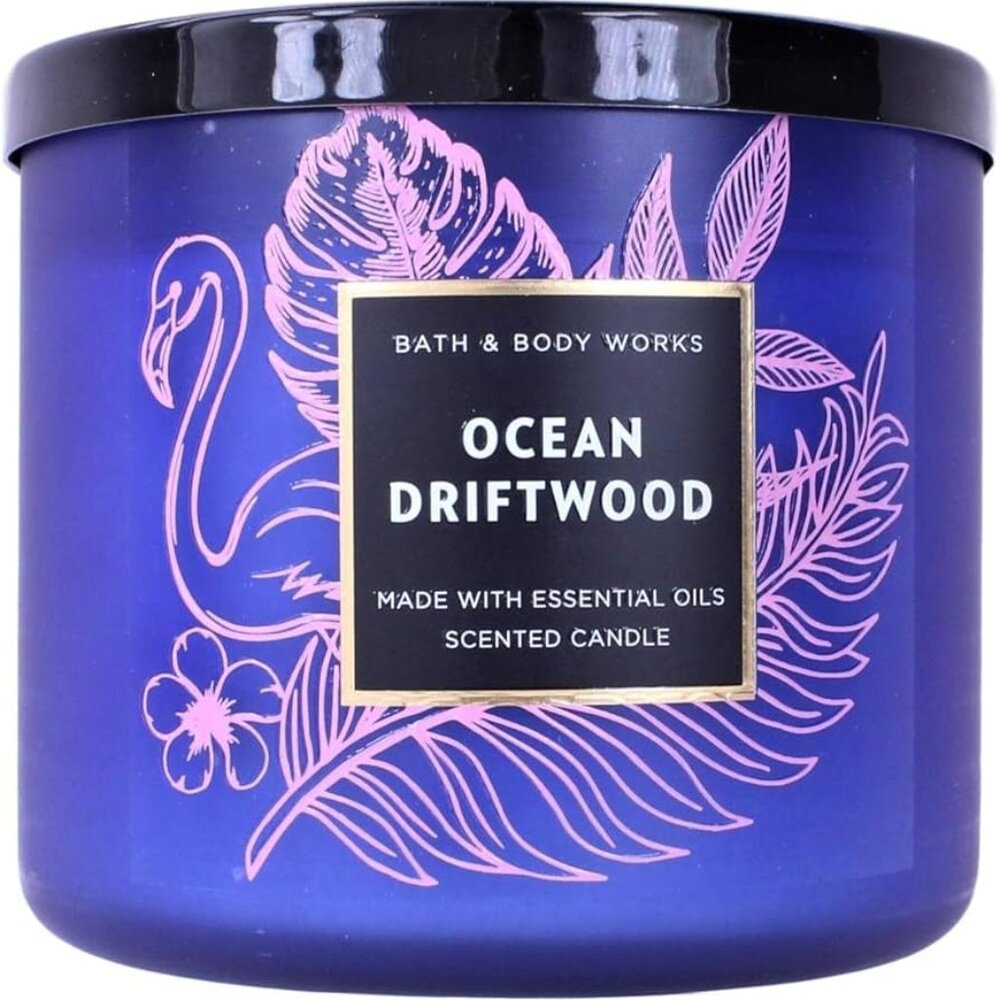 NIB NEW BBW OCEAN DRIFTWOOD NATURAL ESSENTIAL OILS 3 WICK SCENTED CANDLE 14.5 OZ
